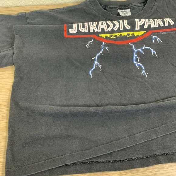 Rare Vintage Jurassic Park lightning T-shirt 1992 Size Adult XL Kanye AOP TAG - Picture 7 of 12